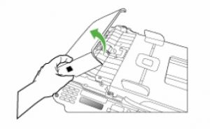 제목_HP Officejet Pro 8500 복합기(A909) 및 Officejet Pro 8500A e-복합기(A910) 프린터 시리즈 자동 문서 공급기를 사용할 때 원본 걸림 걸린 용지 제거 후 OK(확인) 누르기 메시지가 복합기에 표시됨_8