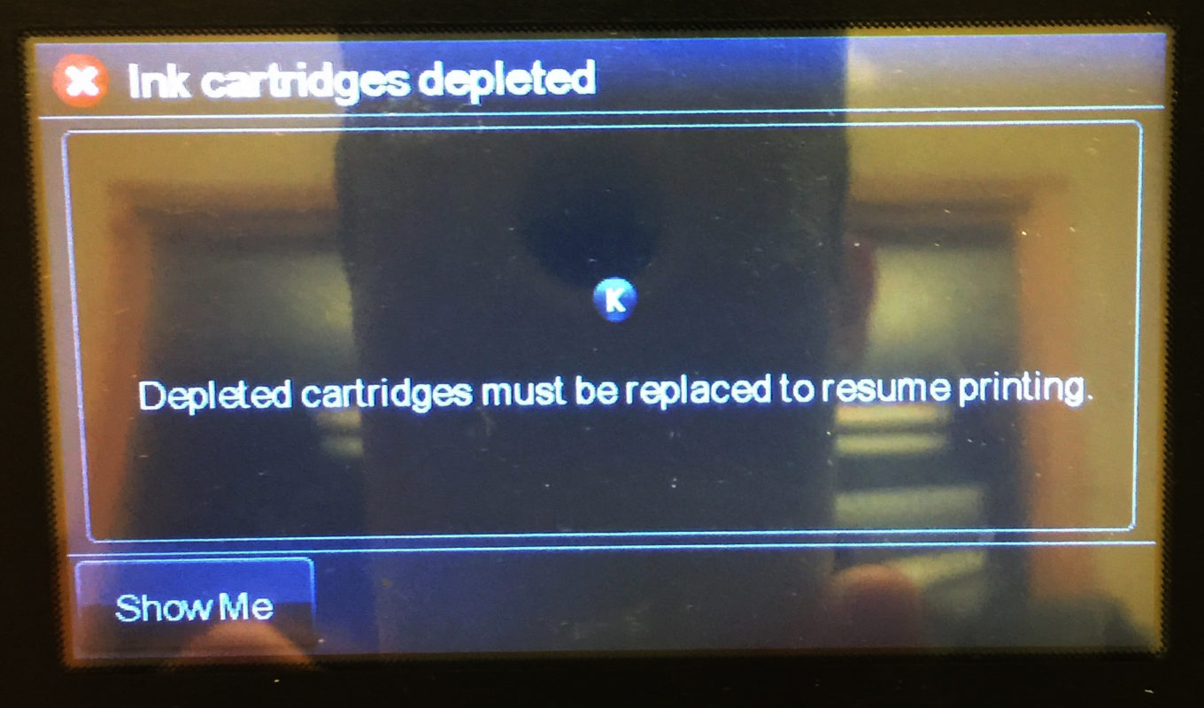 HP 8710, 8610, 8600에서 잉크고갈이후 무한칩을 설치했는데, 잉크가 채워지지 않으며 잉크고갈 메세지가 뜨는 경우
